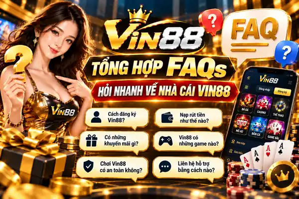 Tổng Hợp FAQs Hỏi Nhanh Về Nhà Cái Vin88 Tổng hợp FAQs hỏi nhanh về Vin88 với các câu hỏi thường gặp về đăng ký, nạp rút tiền và khuyến mãi.